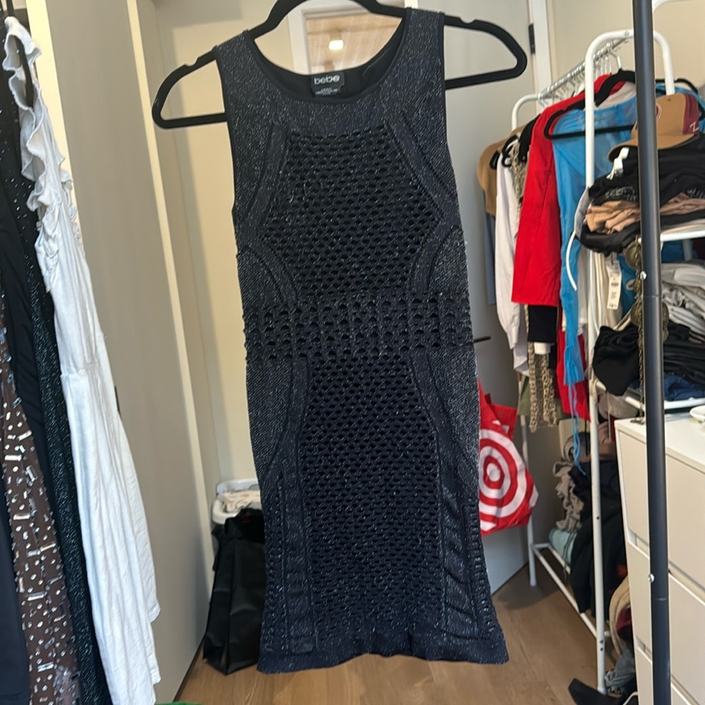Bebe Black fishnet dress